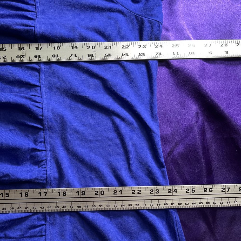 📌The Pyramid Collection Royal Blue Cold Shoulder Waterfall Front Top - Picture 11 of 15